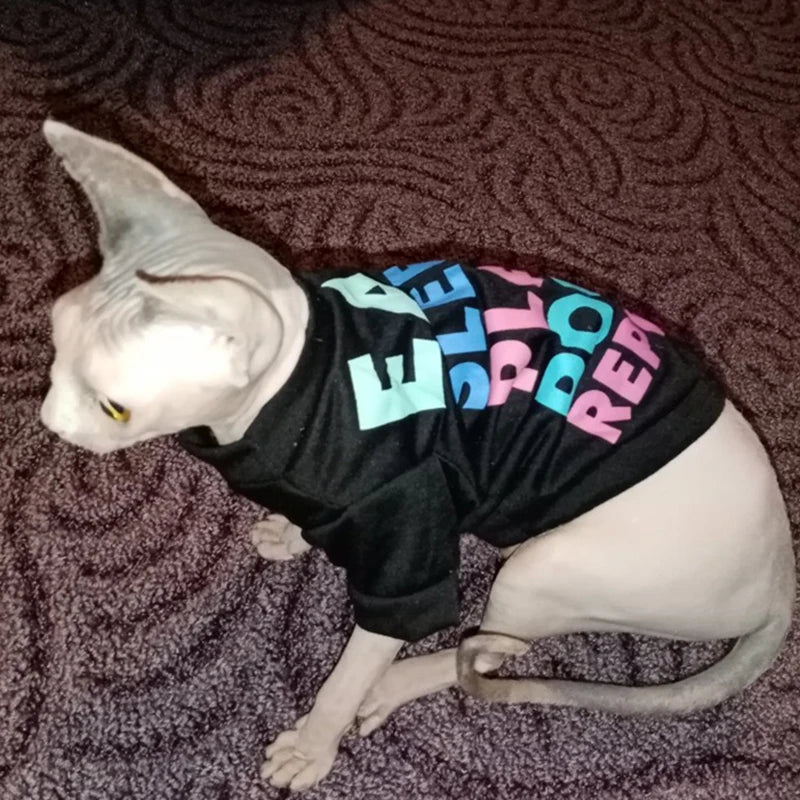 Printed Cotton T-Shirt Vest for Cats & Small Dogs