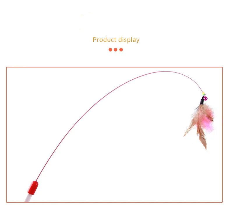 Interactive Feather Wand Cat Toy - Wire Teaser Stick for Kittens