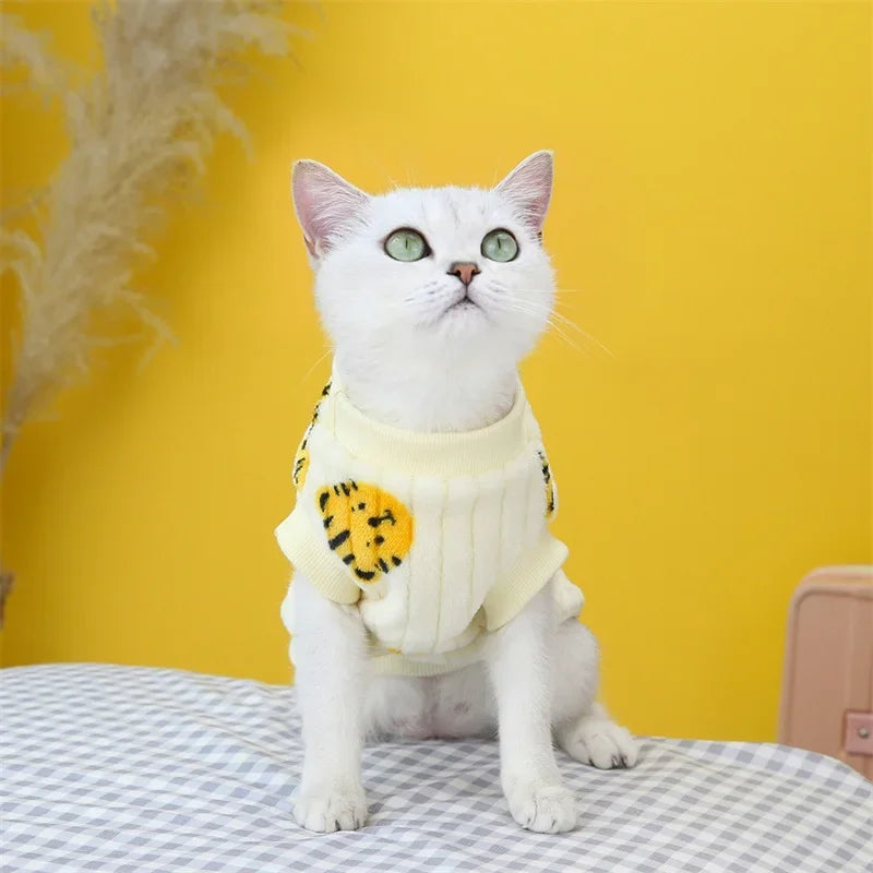 Strawberry Print Plush Pullover Sweater for Cats & Small Dogs