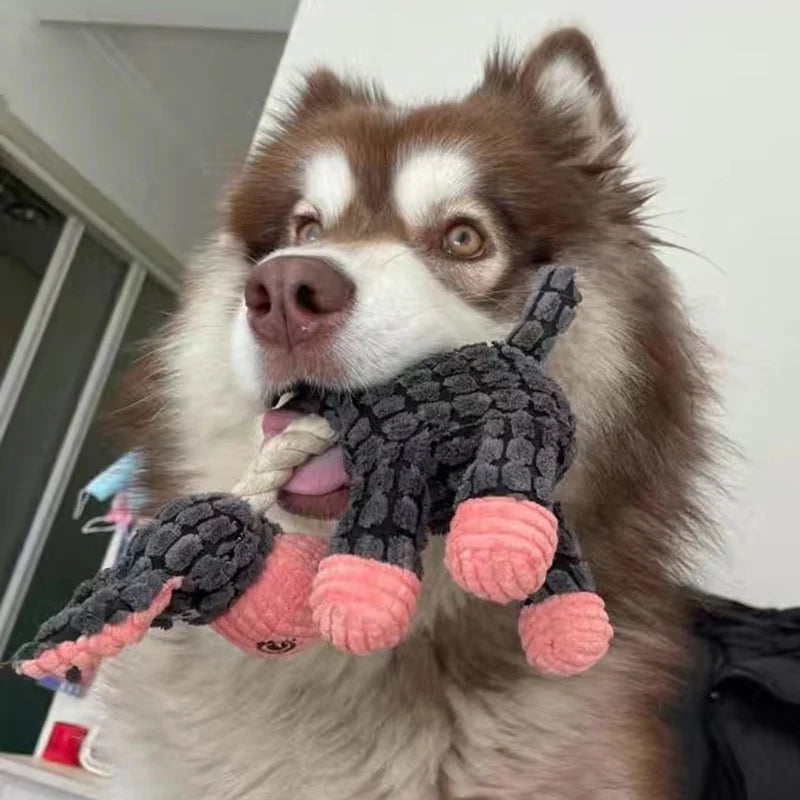 Animal Shaped Squeaky Fleece Chew Toy for Small Dogs