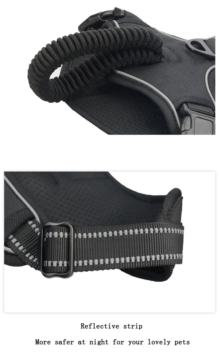 No-Pull Reflective Nylon Dog Harness for Strong Pullers