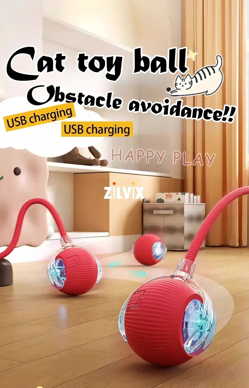 Interactive Self-Moving Cat Toy Ball