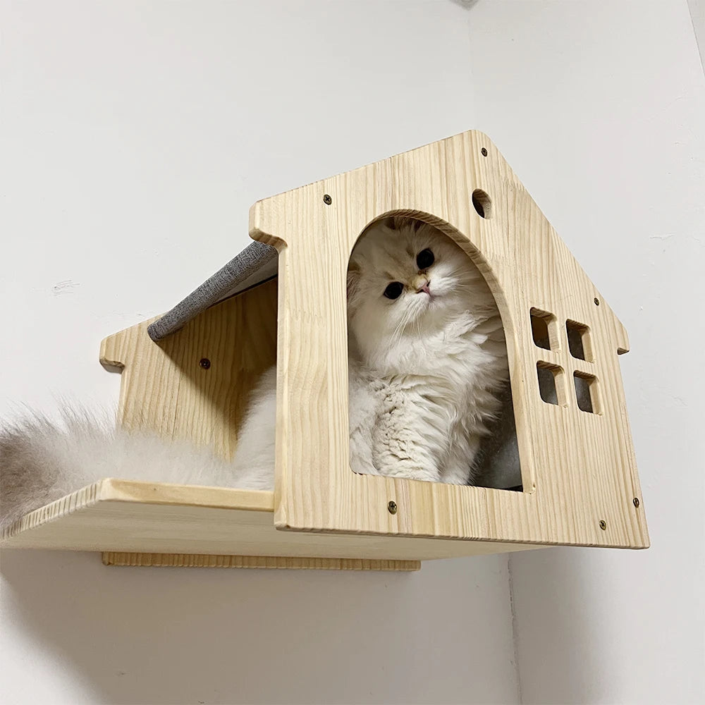 Wall-Mounted Cat Climbing Shelves & Hideaway Houses