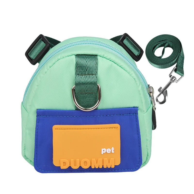 Adjustable Dog Harness with Snack Bag Backpack