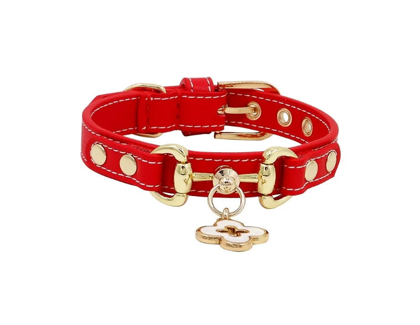 Rhinestone Genuine Leather Dog & Cat Collar