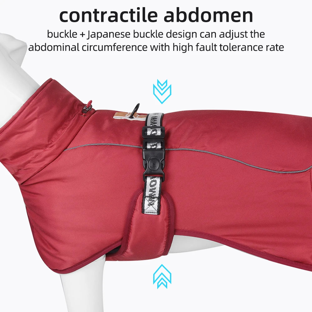Waterproof Dog Winter Coat with Built-In Harness — Reflective Windproof Turtleneck Jacket