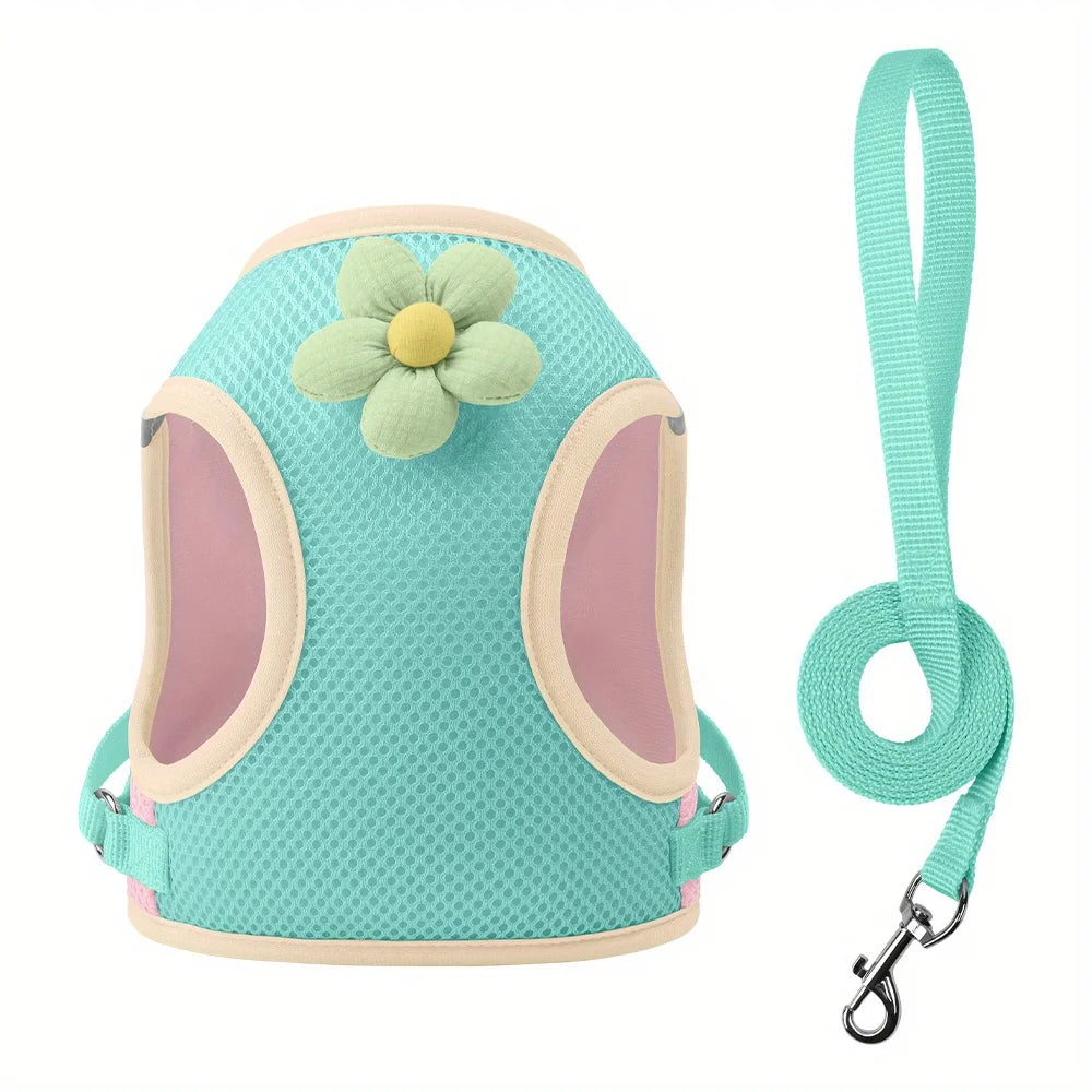 Breathable Mesh Pet Harness and Leash Set