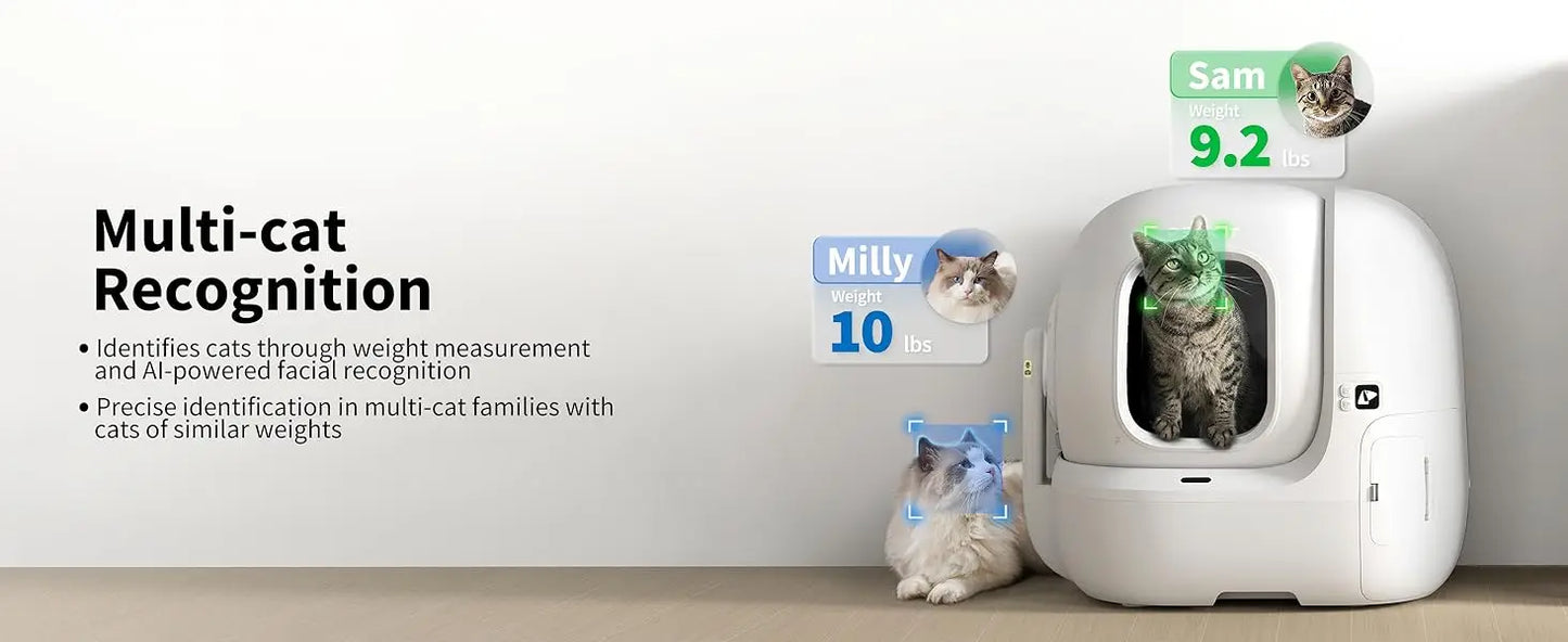 Self-Cleaning Smart Cat Litter Box with AI Camera & Odour Control