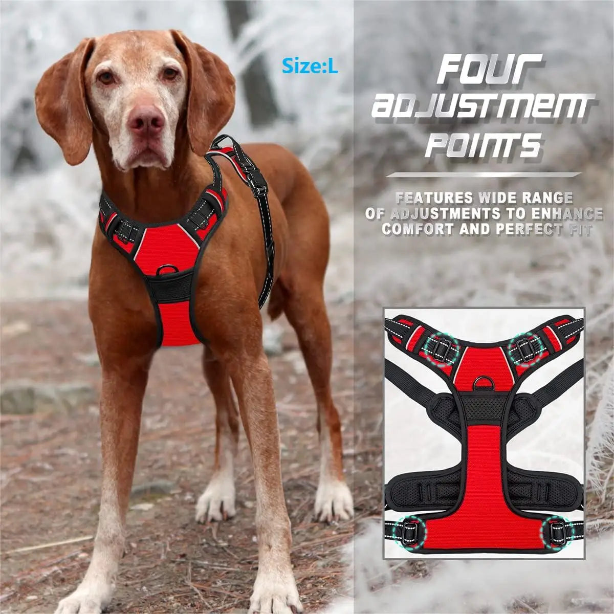 Harnais anti-traction pour chien avec attache frontale et poignée | Gilet réfléchissant robuste pour des promenades faciles