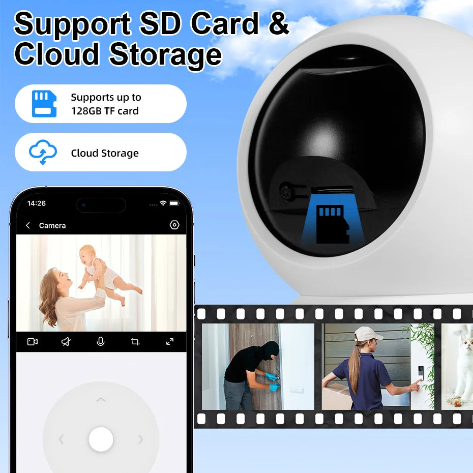 Smart WiFi Pet Camera with AI Tracking & Night Vision