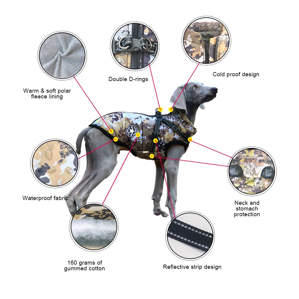 Reflective Fleece Dog Jacket with Integrated Harness