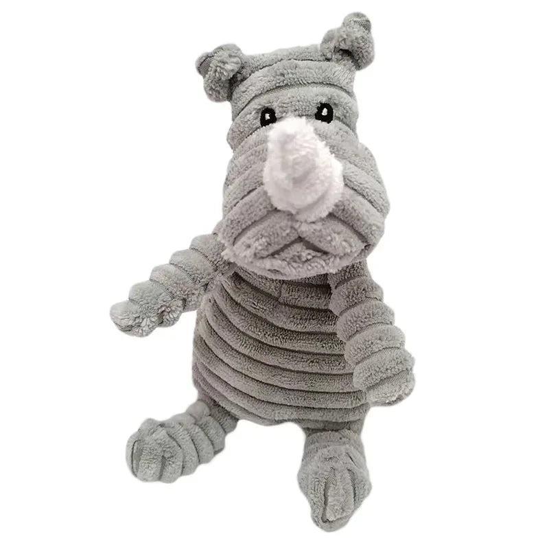 Jouet couineur en peluche pour chien - Forme d'animal en velours côtelé résistant aux morsures