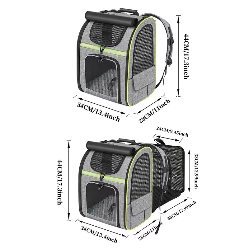 Expandable Pet Carrier Backpack with Plush Pad