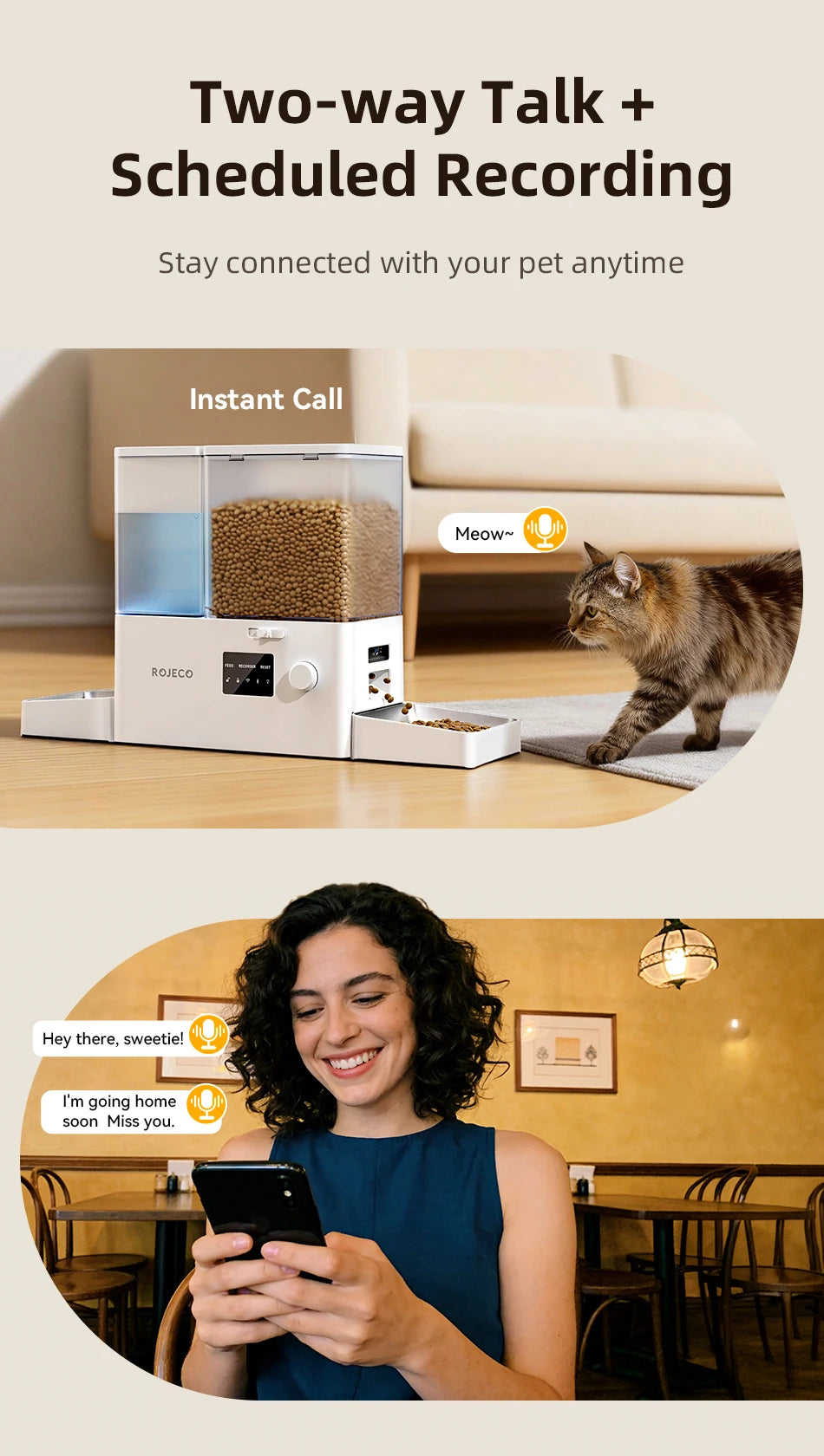 2-in-1 Automatic Pet Feeder & Gravity Water Fountain with Camera