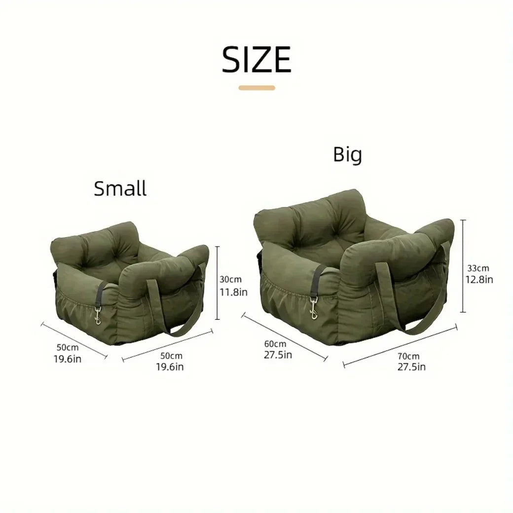 Dog Car Seat with Safety Belt & Non-Slip Base