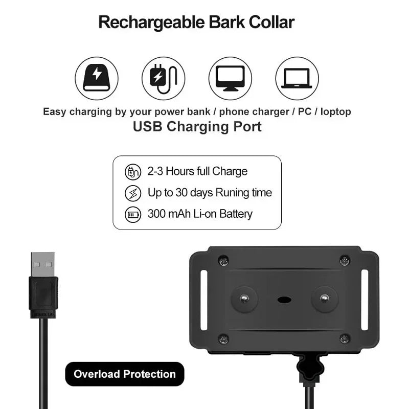 Rechargeable Automatic Bark Collar with Static Shock
