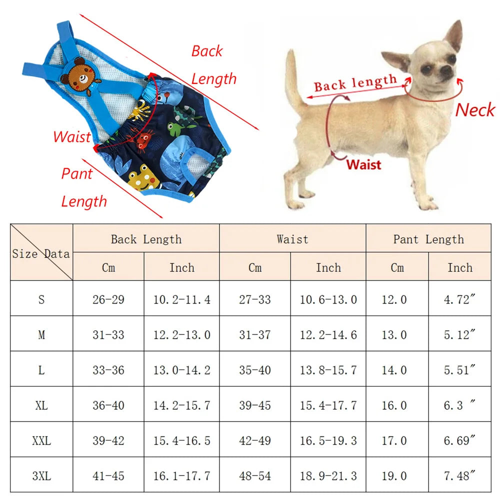 Cartoon Print Pet Dog Shorts Diaper Sanitary Physiological Pants Washable Female Short Panties Menstruation Underwear Briefs