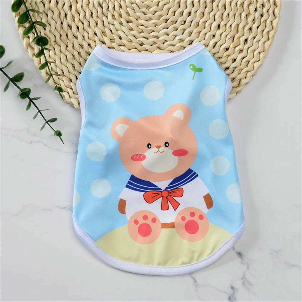 Cartoon Print Sleeveless Vest for Small Dogs & Cats