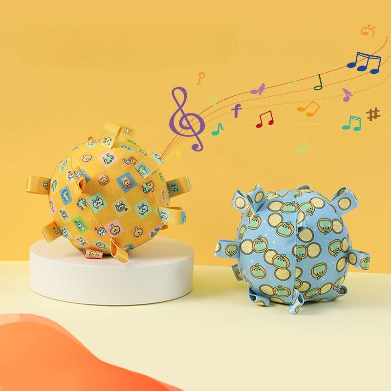 Interactive Ball Dog Toy with Plush Handle and Bells