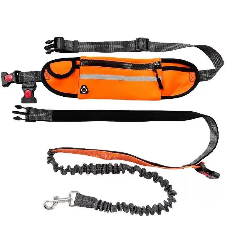 Hands-Free Running Dog Leash Set with Waist Bag & Reflective Belt