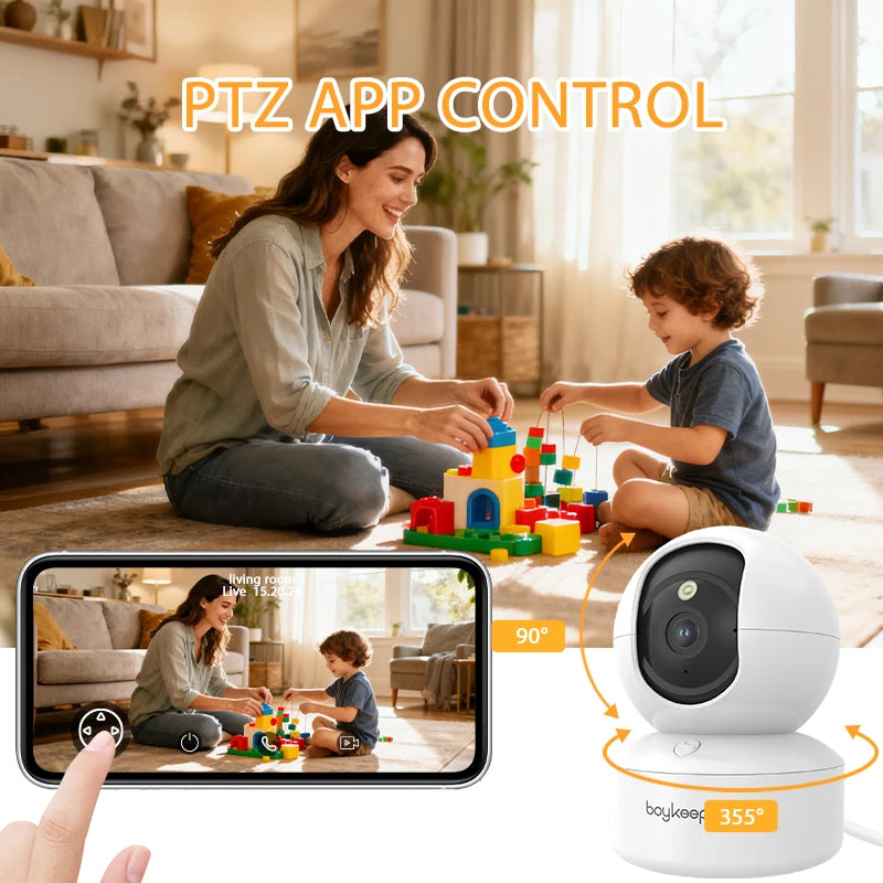 2K Indoor WiFi Pet Camera — 360° Pan & Tilt with Night Vision & 2-Way Audio