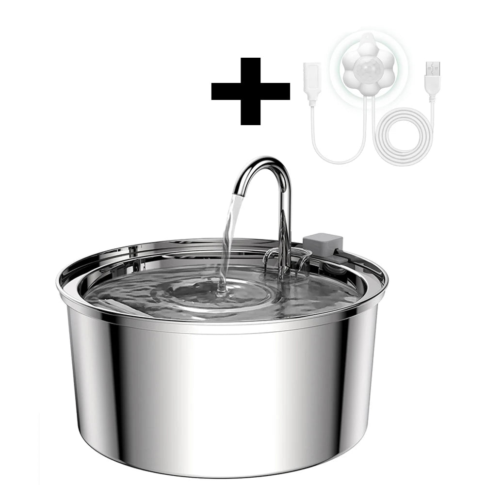 3.2L Stainless Steel Pet Water Fountain with Silent Pump