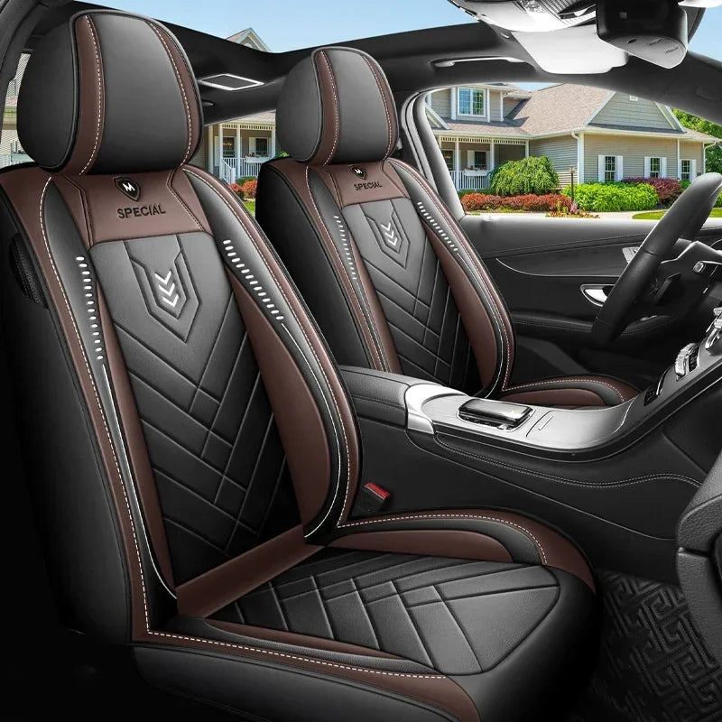 Full Leather Car Seat Cover — All-Season Universal Fit for Driver & Passenger
