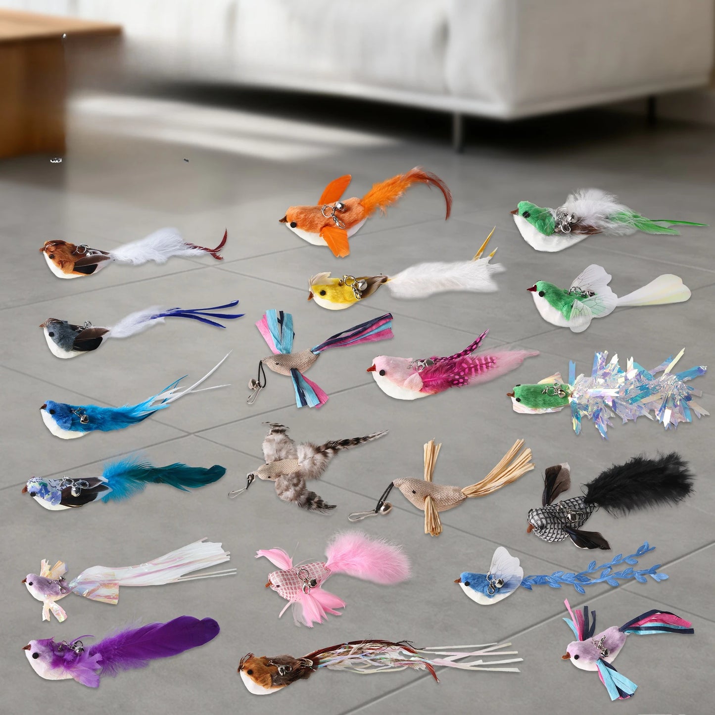 Baguette pour chat avec oiseau mains libres et ventouse - Jouet interactif avec clochette