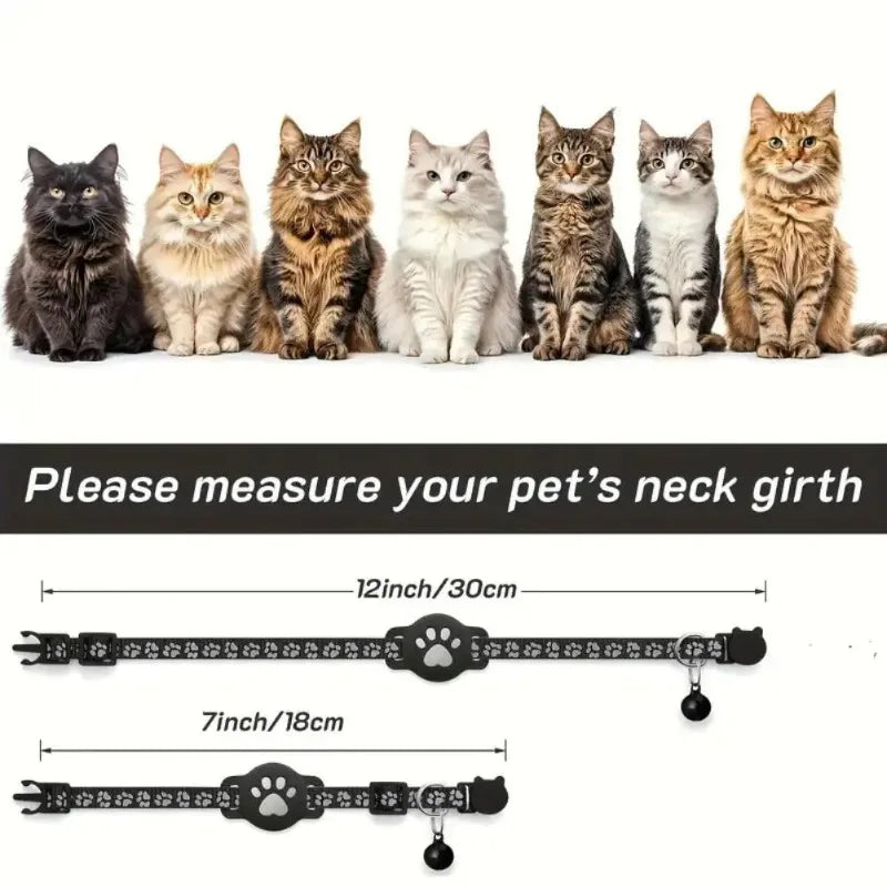 Reflective AirTag Pet Collar with Safety Buckle for Cats & Small Dogs