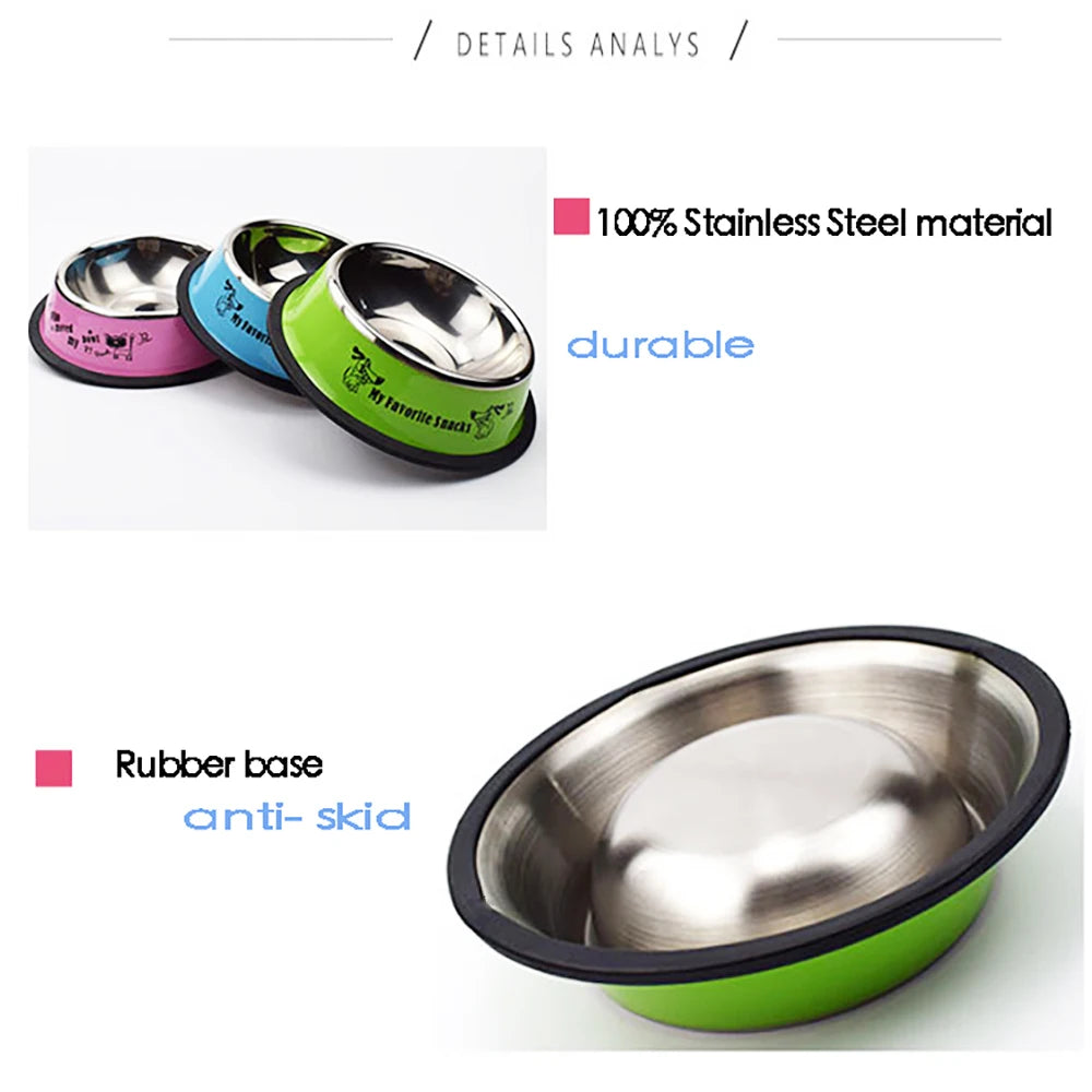 Stainless Steel Pet Food & Water Bowl for Dogs & Cats