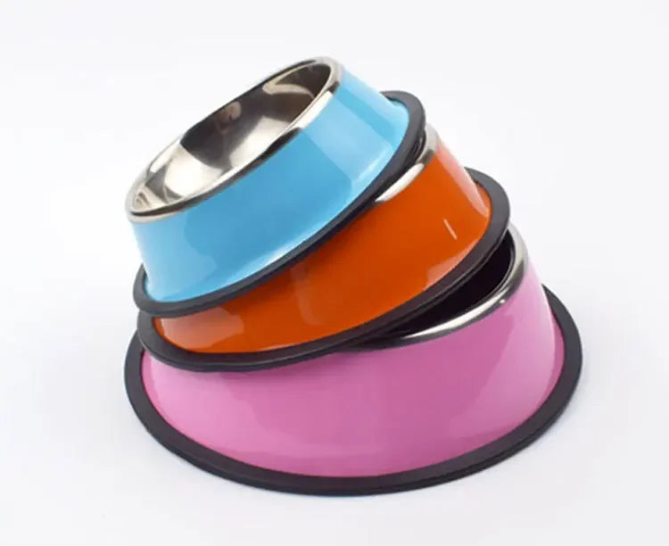 Stainless Steel Pet Food & Water Bowl for Dogs & Cats