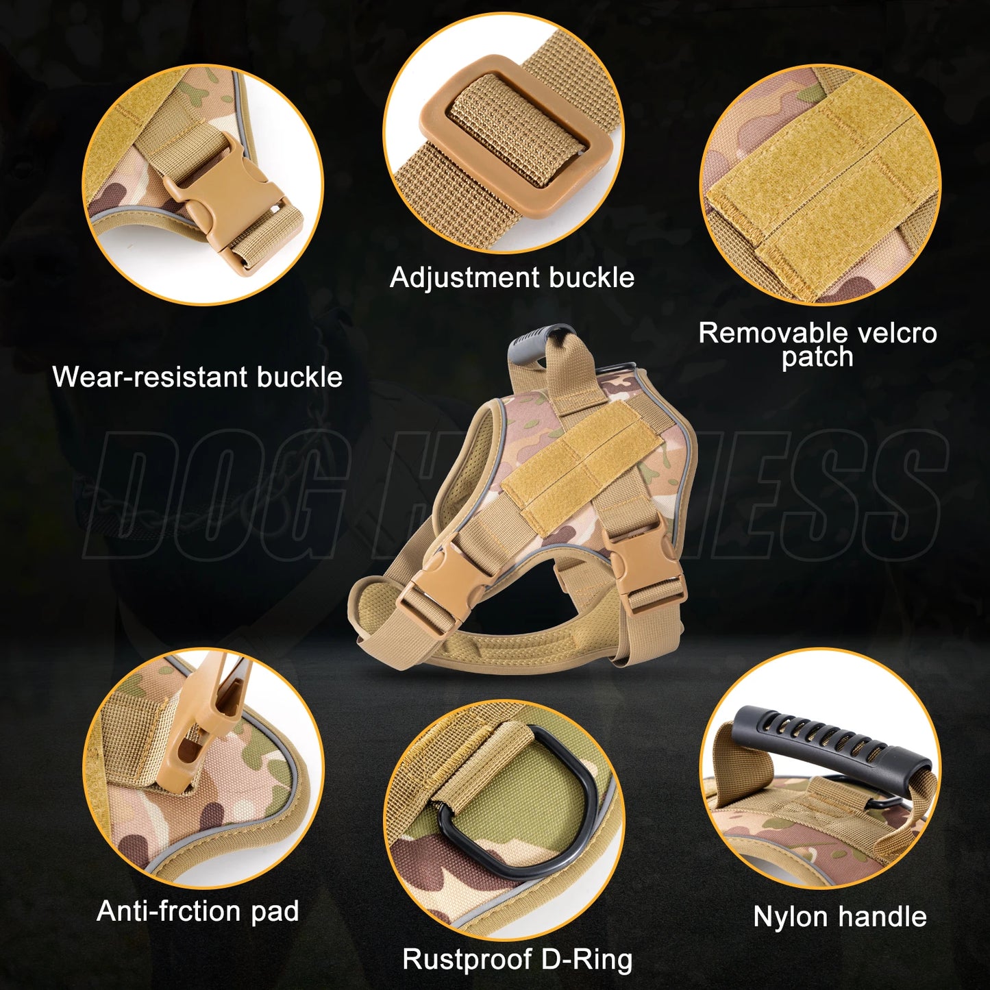 Tactical Dog Training Vest Harness – No-Escape Design