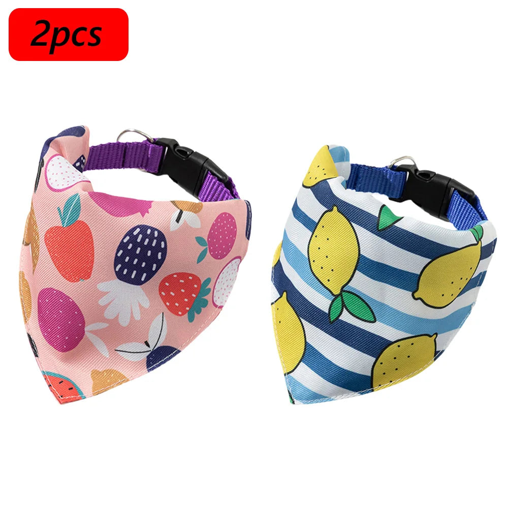 Cute Print Cat Dog Collar with Bandanas for Small Dogs Yorkshire Chihuahua Puppy Triangular Bandage Pet Accessories Supplies