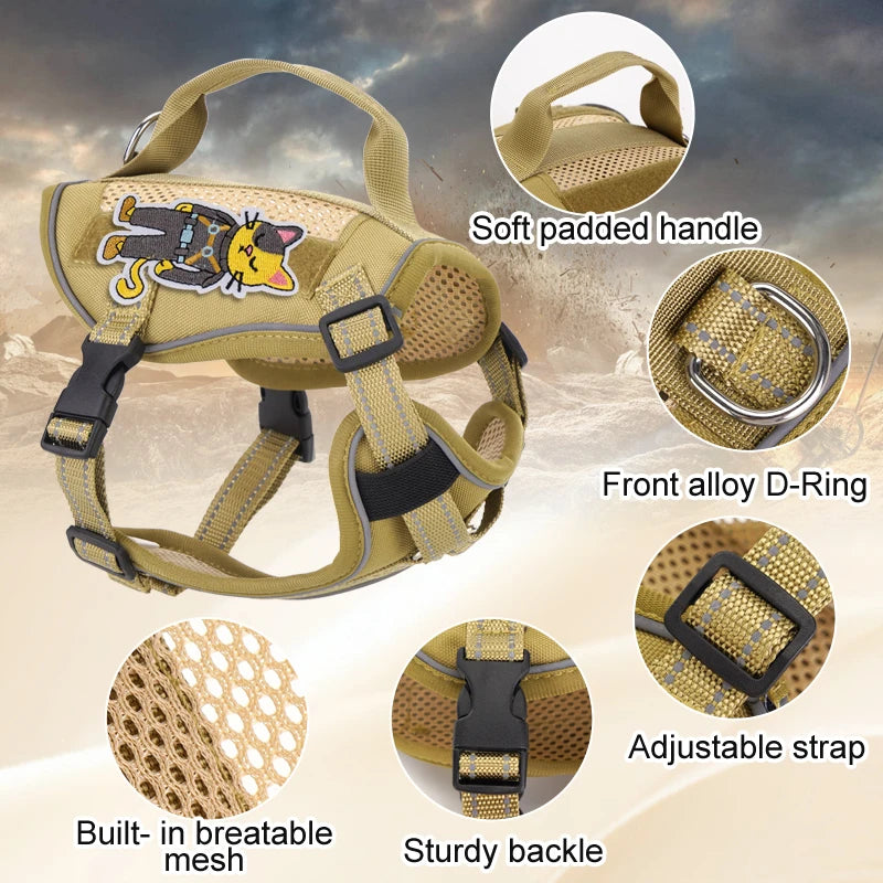 Escape-Proof Tactical Cat Harness — Soft Mesh Vest for Cats & Small Dogs
