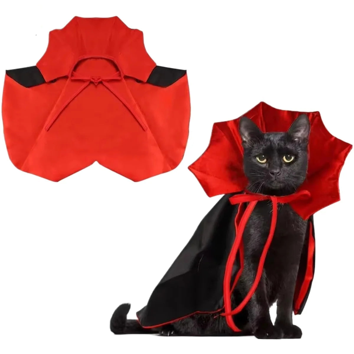 Cape de vampire pour chat – Costume d'Halloween réglable pour animaux de compagnie