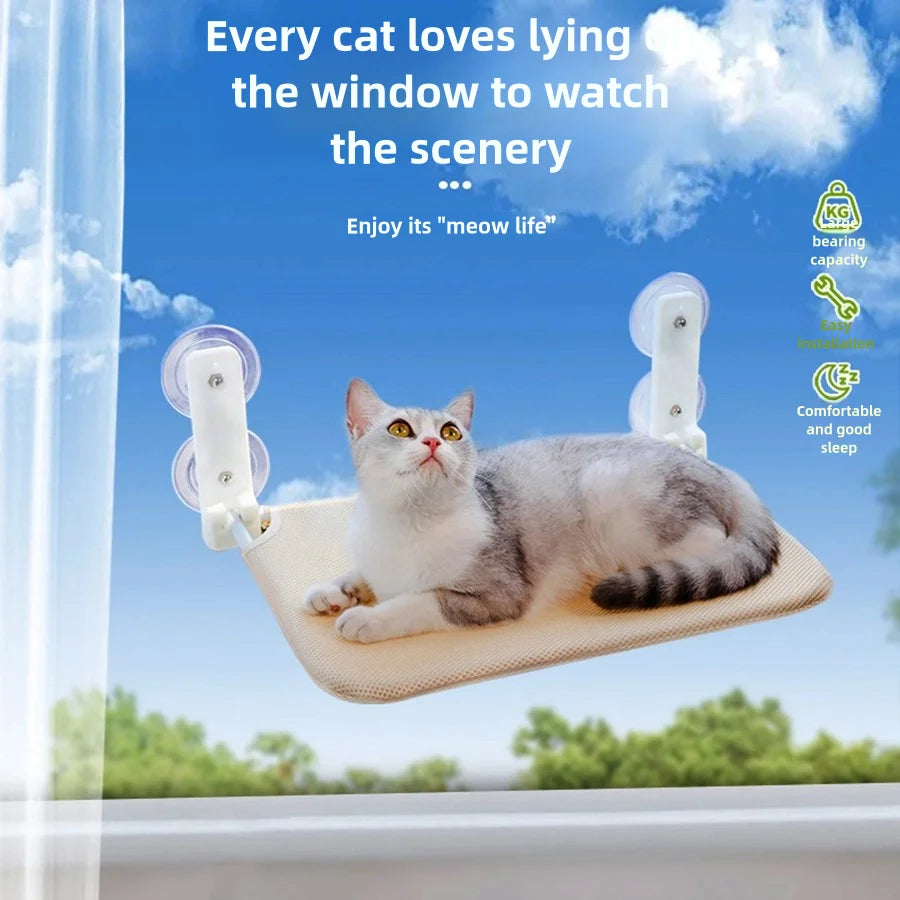 Assembly-Free Cat Window Hammock – Plush or Mesh Perch with Suction Cups