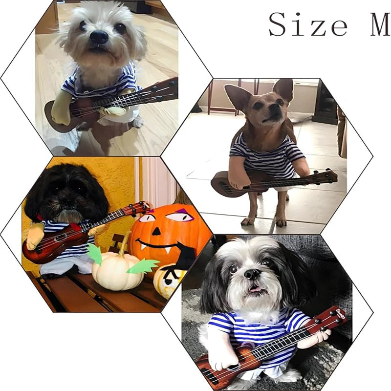 Pet Rock Star Guitar Costume for Dogs & Cats — Funny Halloween & Christmas Cosplay Outfit