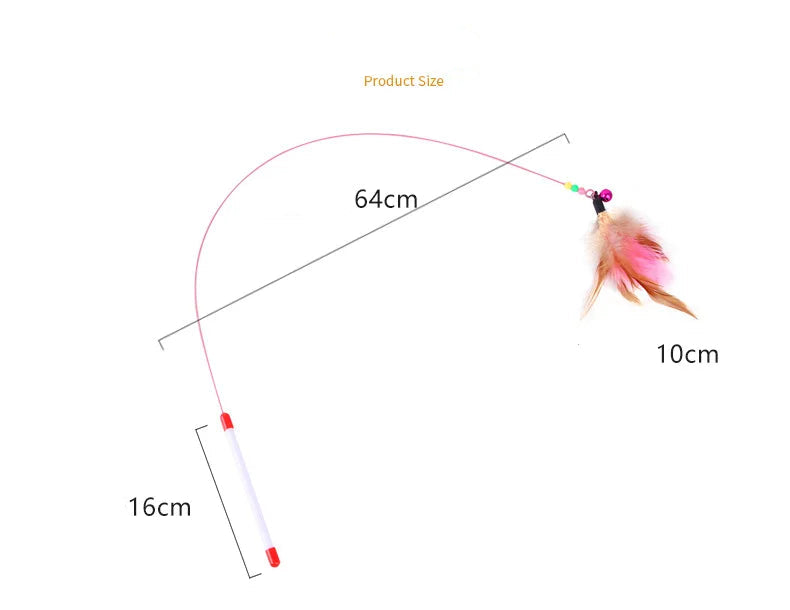 Interactive Feather Wand Cat Toy - Wire Teaser Stick for Kittens