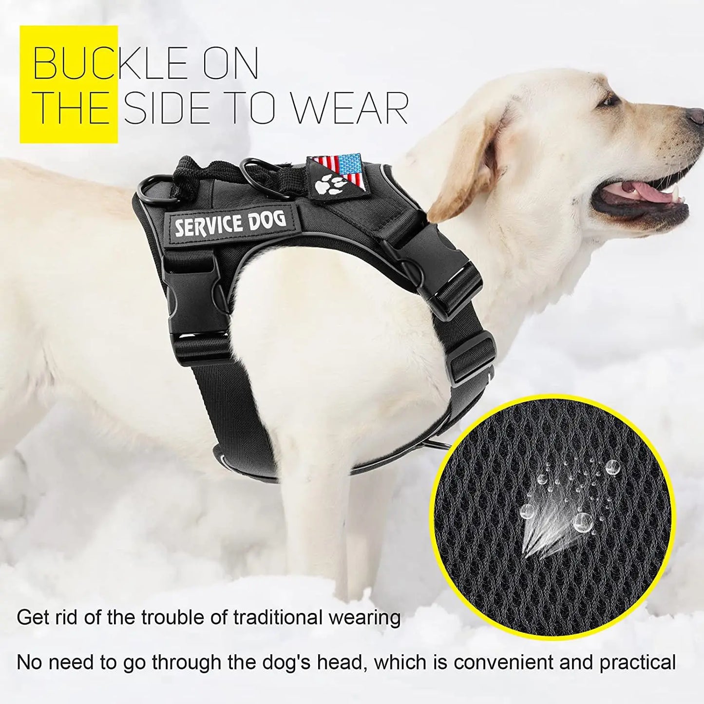 Reflective Service Dog Vest Harness with 5 Patches | Adjustable Soft Oxford Mesh Harness