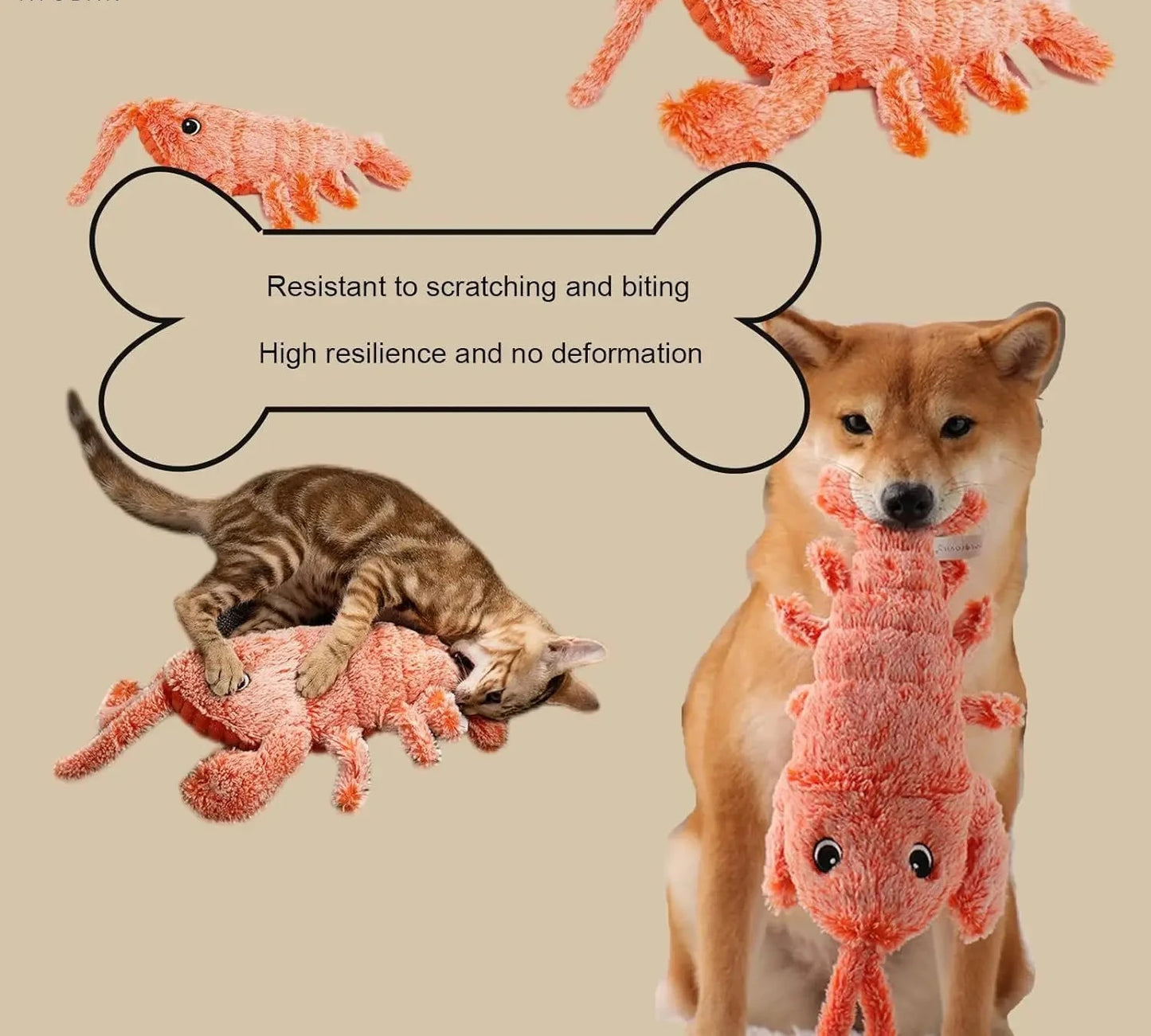Jouet interactif pour chat homard vibrant avec herbe à chat