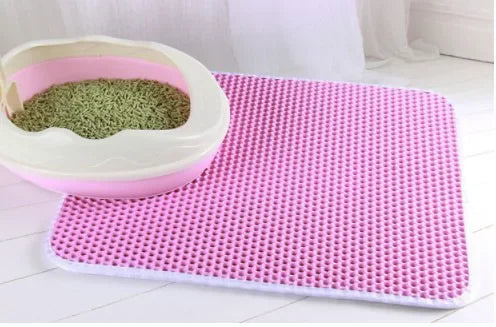Tapis de litière pour chat avec cadeau - Tapis de litière pour animaux de compagnie double couche étanche