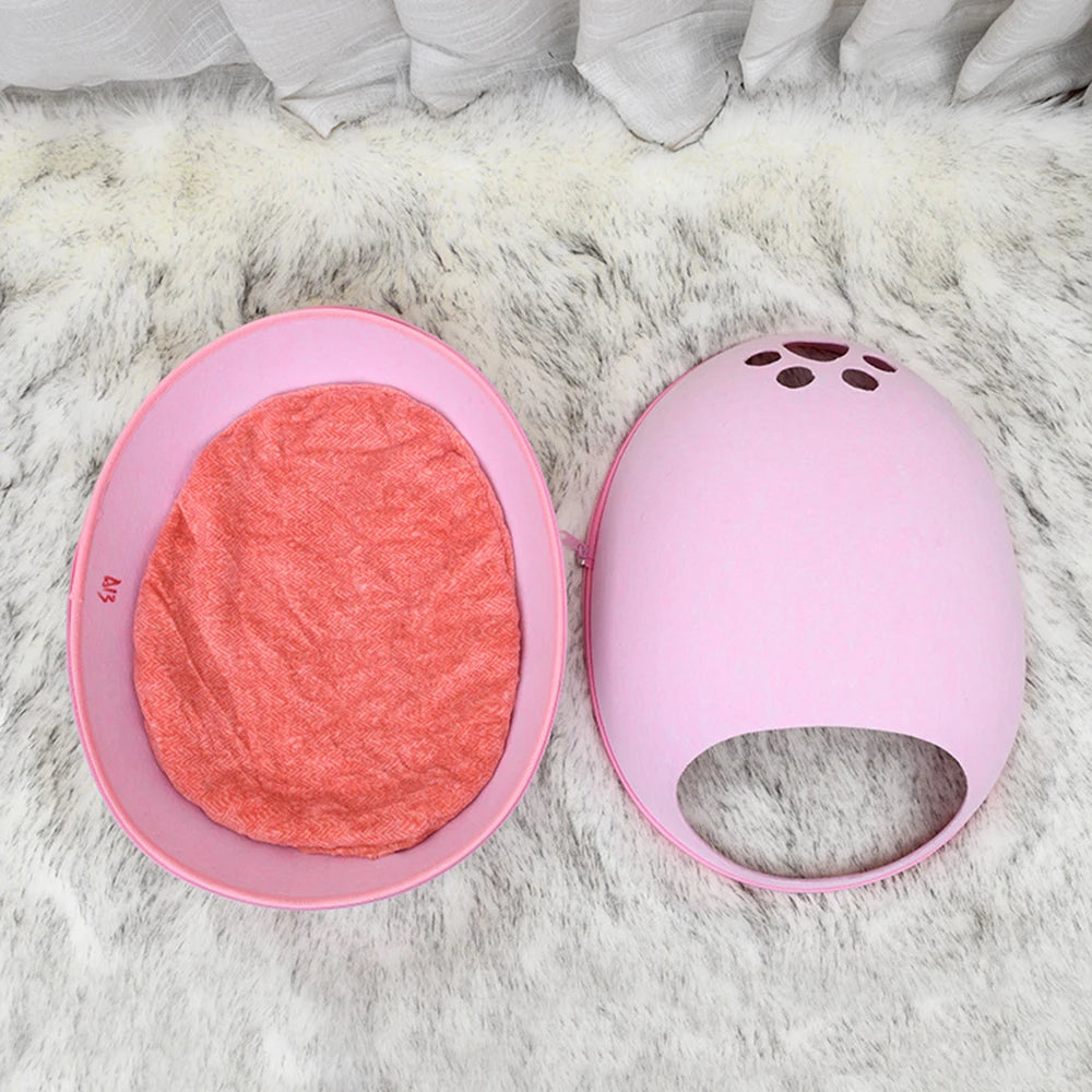 Egg-Shaped Felt Cat Bed with Mattress