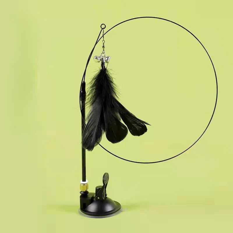 Hands-Free Suction Cup Cat Toy - Interactive Feather Wand Set