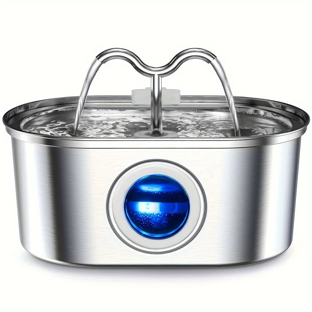 Distributeur d'eau pour animaux de compagnie en acier inoxydable 3,2 L, fontaine à eau automatique pour chat, distributeur d'eau intelligent pour chien, bol d'eau avec fenêtre visuelle, accessoires pour animaux de compagnie
