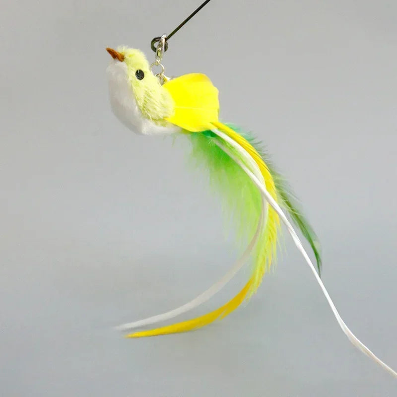 Interactive Feather Wand Cat Toy with Bell