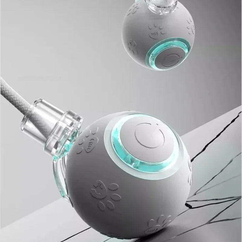Smart Electric Rolling Cat Toy with Feather Tail