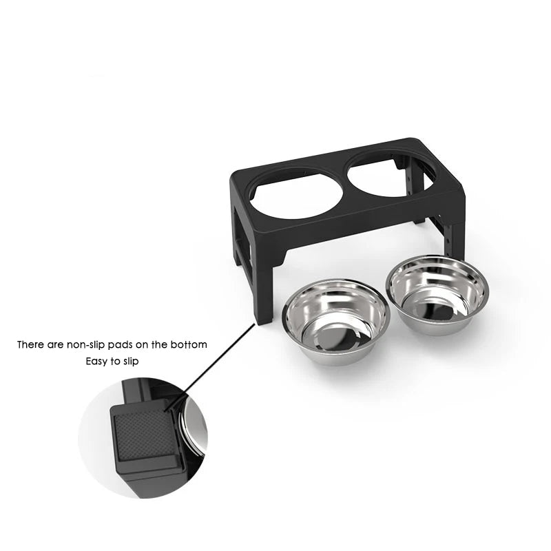 Adjustable Raised Dog Feeding Stand with Double Bowls