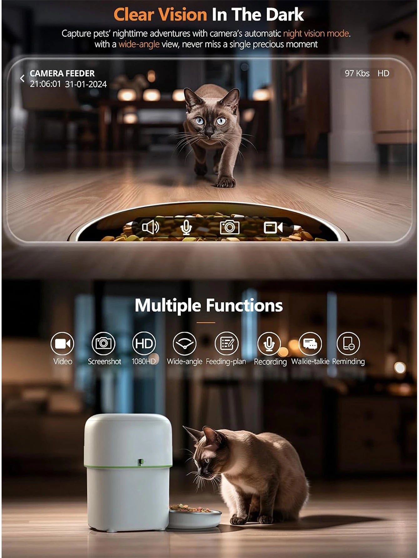 Smart Camera Pet Feeder with 1080P HD & 5G WiFi