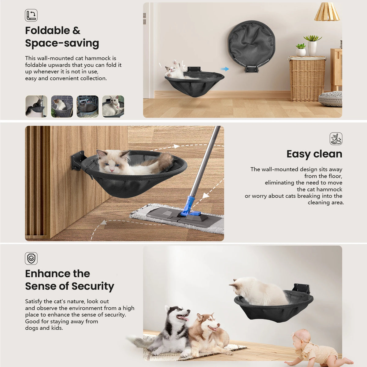 Foldable Wall-Mounted Cat Hammock