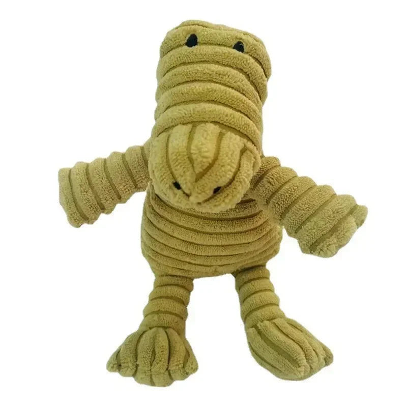 Jouet couineur en peluche pour chien - Forme d'animal en velours côtelé résistant aux morsures
